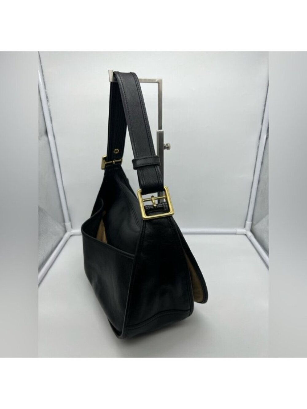 COACH VINTAGE 9338 Y2K Legacy Crescent Black Leather Shoulder Crossbody Hobo Bag - Picture 8 of 16